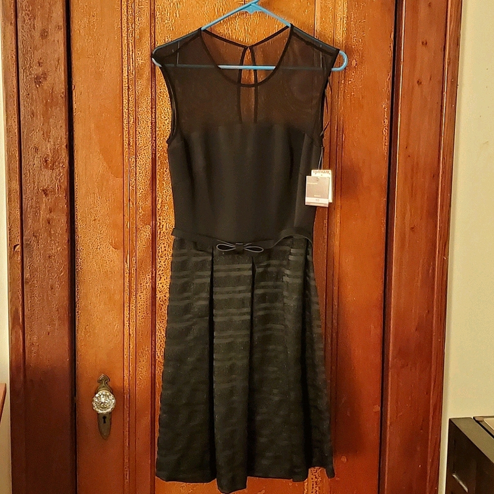 Taylor Dresses | Belted Mesh Stripe Dress
